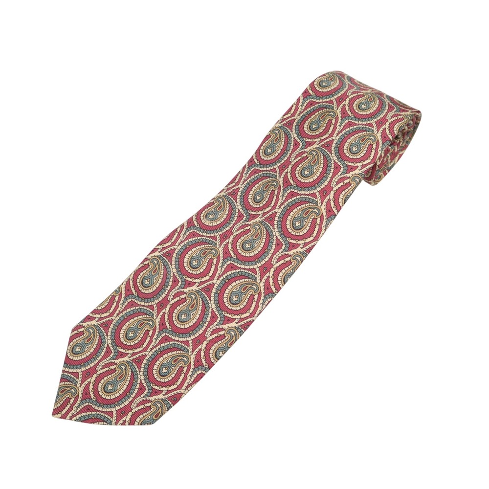 Chanel‎ Paris 100% Silk Necktie Burgundy Paisley CC Logo Lining Made in Italy